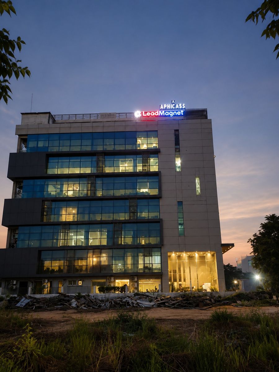 Aphicass LeadMagnet rooftop LED sign on corporate tower