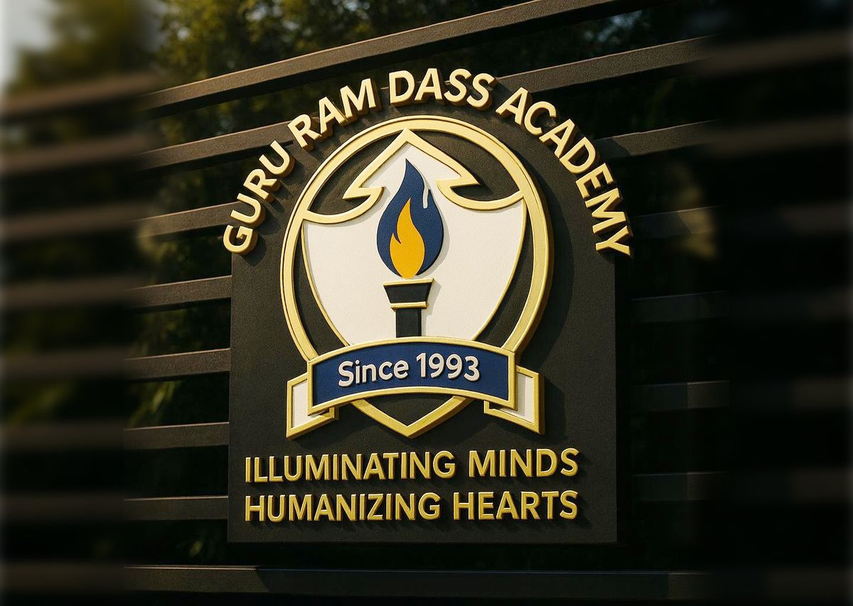 Guru Ram Dass Academy 3D crest signage on school gate
