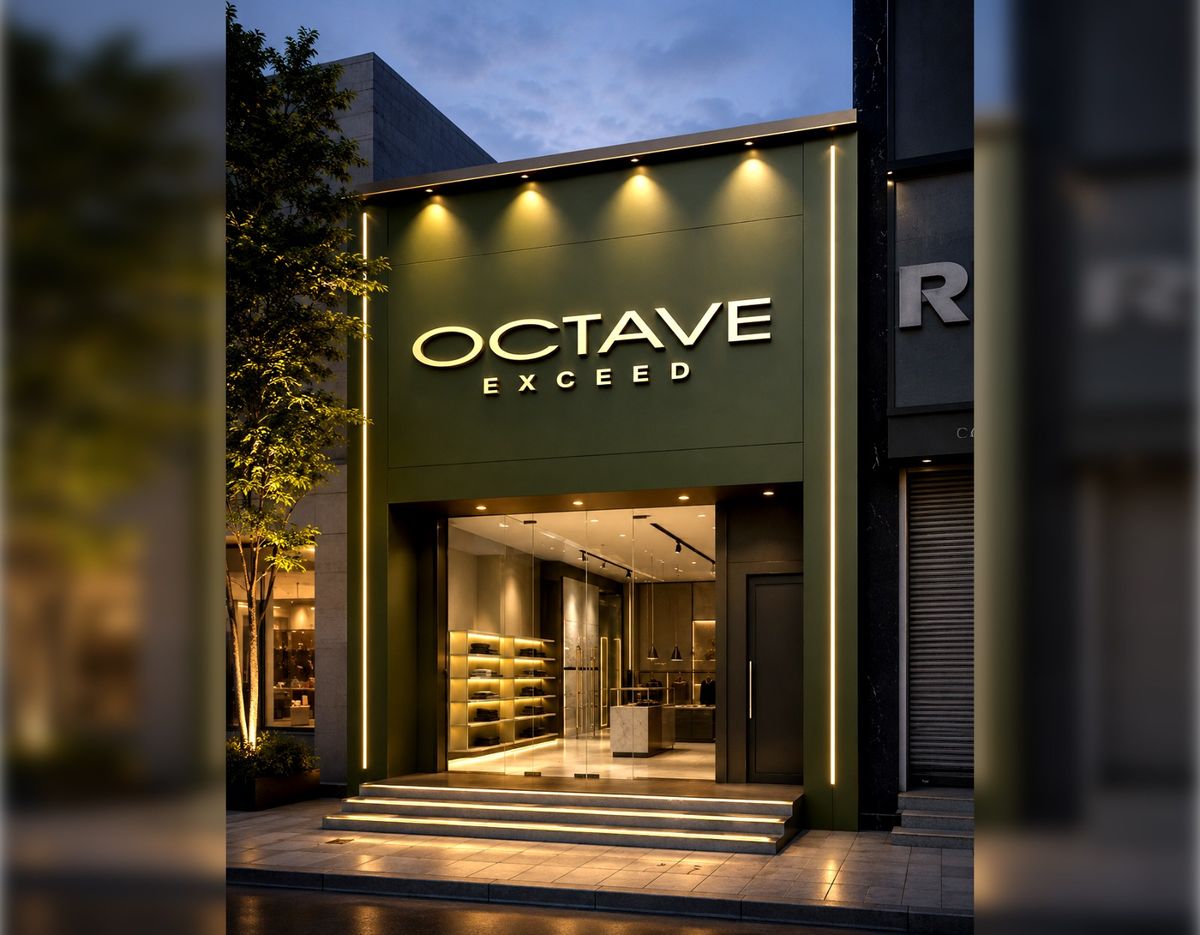 Octave Exceed storefront facade with backlit lettering